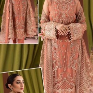 Bridal Net Suit 2025 – Heavy Sequence & Adda Work with Embroidered Dupatta